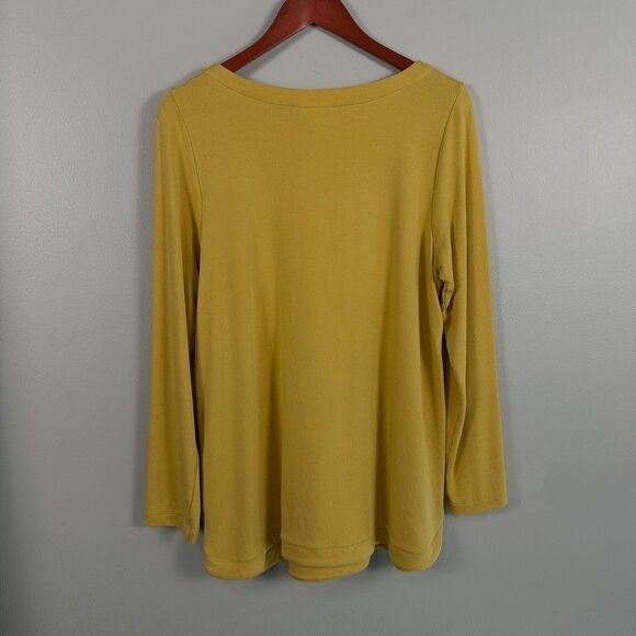 J. Jill Medium Luxe French Terry Side Button Tunic Top Long Sleeve Yellow - Picture 4 of 4